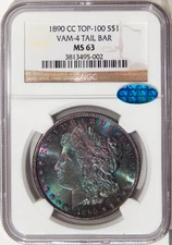 1890-CC $1 NGC MS 63 CAC TAIL BAR ~ CARSON CITY SILVER MORGAN DOLLAR