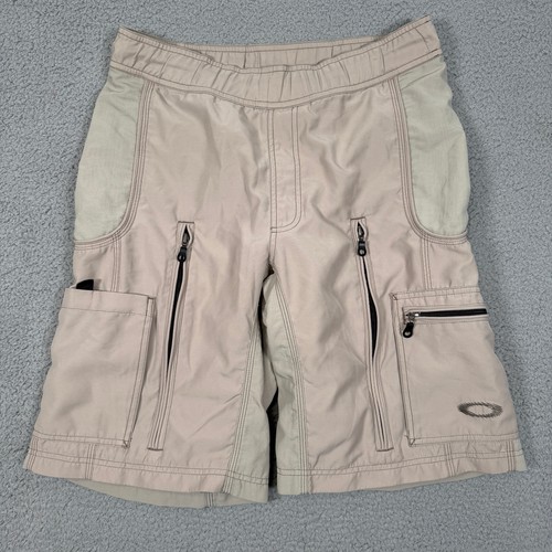 Vintage Oakley Software Shorts Mens M Tan Cargo Techwear Streetwear Zip 90s Y2K