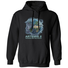 Artemis 2 Graphic Woman On The Moon Astronaut Tribute Unisex Hooded Sweatshirt