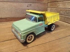 Vintage 1963-1964 Tonka Pressed Steel Manual Dump Truck Yellow and Green
