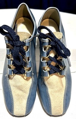 VTG Endicott Johnson Circle Comfort Bowling Shoes Blue White W7.5 M6 USA