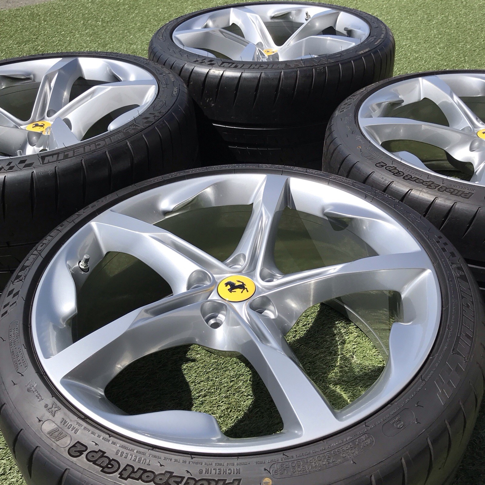 20 FERRARI SF90 WHEELS TIRES NEW SET 4 OEM GENUINE RIMS TPMS SILVER