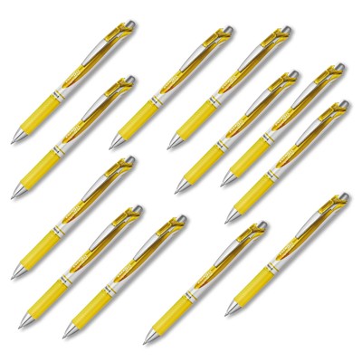 12x PENTEL Gelschreiber Gelb EnerGel BL77 Tintenroller Gelstift Stärke Mittel