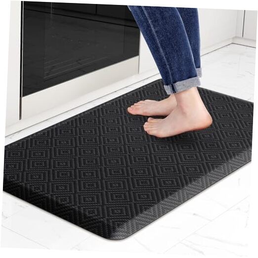 Cushioned Anti-Fatigue Kitchen Floor Mat 28x17 Inches Black Comfort Mat