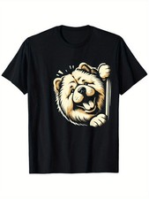 Funny Chow Chow Peeking Dog Graphic Design T-Shirt, Suitable for Mens & Womens