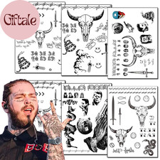6 Sheets Halloween Temporary Tattoos Stickers Face Tattoos Kit Fake Body Art Tat