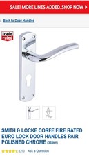 Smith & Locke Corfe Fire Rated Euro Lock Door Handles Pair Polished Chrome (303H