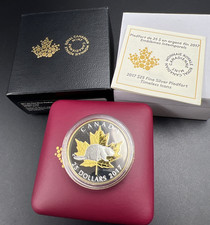 2017 $25 Piedfort Timeless Icons Beaver & Maple Leaf 1 Oz Silver Coin w/ Box COA