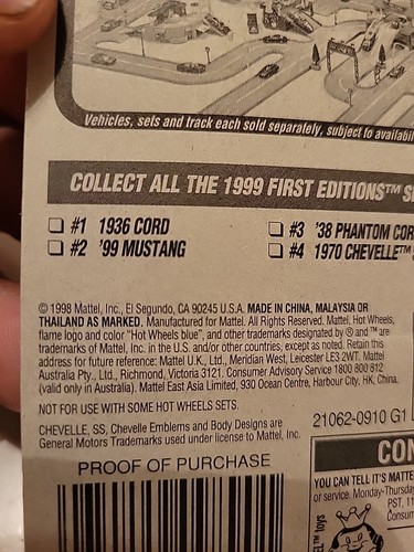 Hot Wheels 1999 primeras ediciones #4/26 '70 Chevelle SS #21062 escala 1:64 diecast - Imagen 9 de 10