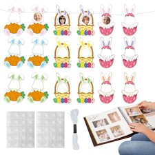 18-pcs Easter Bunny Egg-Themed Photo Frame, Paper Photo Frame Dec W/ Stickers