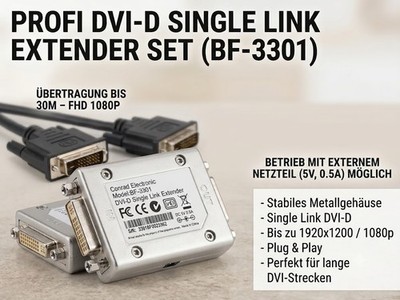 DVI-D Single Link Extender Repeater Verstärker bis 30m , Grafikkarte zu Monitor