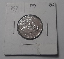1999 BU Canada 25 Cents (May) Coin (100% Nickel)     BRILLIANT UNCIRCULATED 