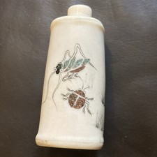 Antique Japanese Chinese Hand Carved Bovine Bone shibayama insects Snuff Bottle