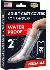 Waterproof Leg Cover for Shower - 2Pk - Tight Seal - Reusable Adult Half Leg Cas