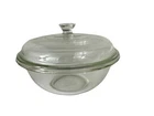 Vintage 1 QT PYREX 323 Casserole Dish Bowl with Lid  Oven Microwave Clear