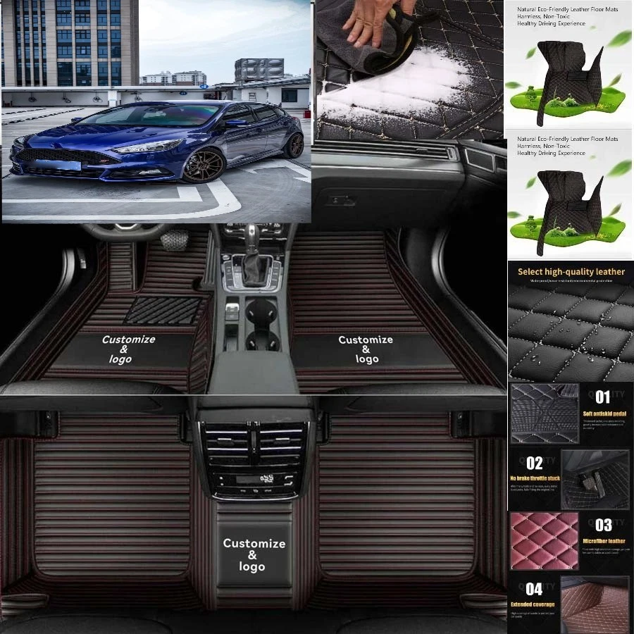 For Ford Focus Car Floor Mats Luxury Waterproof Carpets Liners Interior Auto Foto 3 de 4