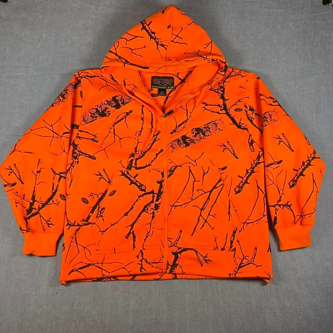 Trail Crest Blaze Orange Camo Zip Up Hoodie Highland Timber Hunting Mens Medium image 1