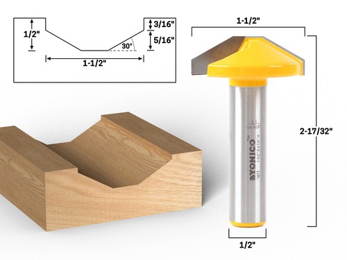 1-1/2" Bevel Faux Panel CNC Cabinet Door Raised Panel Router Bit - 1/2" Shank - - 第 1/3 張圖片