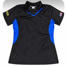 Waffle House Women’s Athletic Fit Polo Work Shirt Black/Blue L Polyester