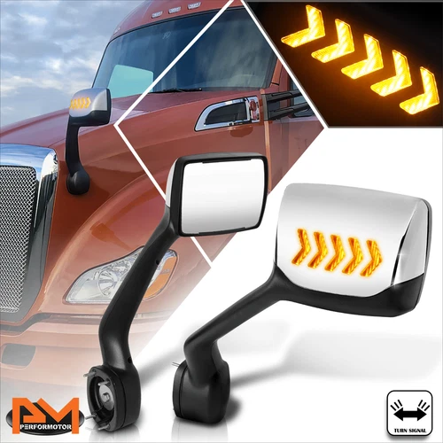 For 11-21 Kenworth T680/Peterbilt 579 587 LED Arrow Turn Signal Side Hood Mirror