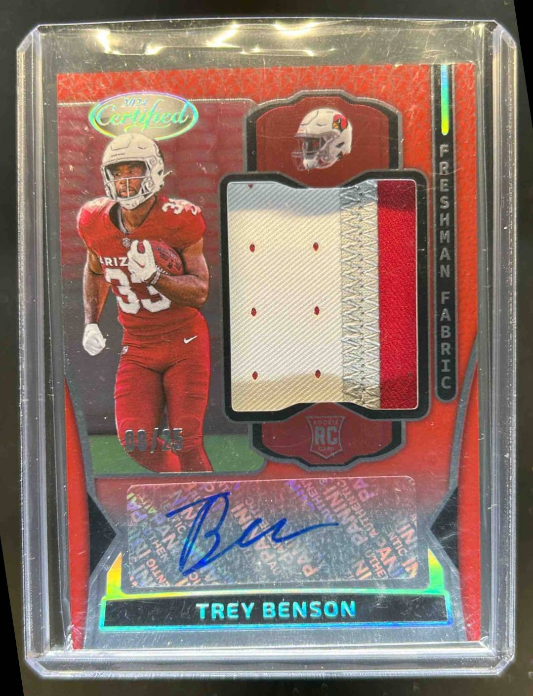 2024 Certified Trey Benson Freshman Fabric Mirror RC Patch Red Etch Auto #8/25