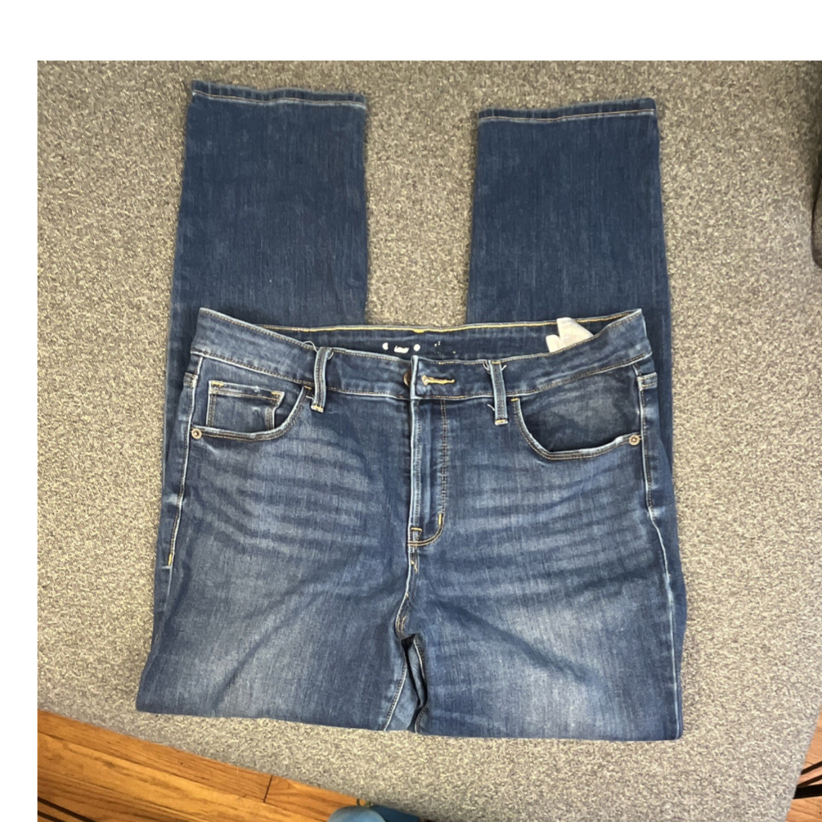 Bootcut Women's Stretch Denim Jeans Blue Medium Wash Solid 5-Pocket Button Zip
