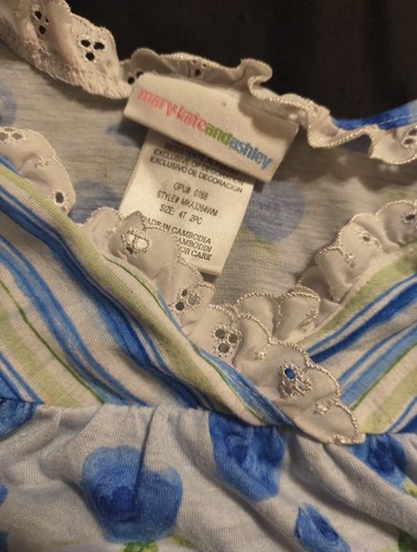 Vintage Y2K Mary Kate And Ashley Tank Top Girls Sz 4t Blue Floral Stripe Top - Picture 4 of 8