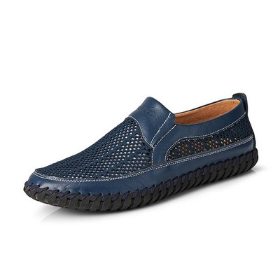 Breathable Leather Fly Woven Casual Loafers Handmade Driving Shoes for Men