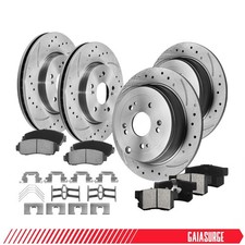 Front and Rear Drilled Rotors Ceramic Brake Pad for 2010 2011 2012 Acura RDX FWD