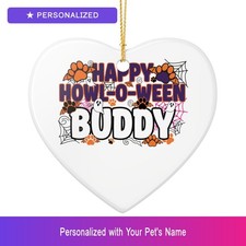 Custom Pet Halloween Spooky Ornament Personalized Heart Shaped Pet Lover Gift