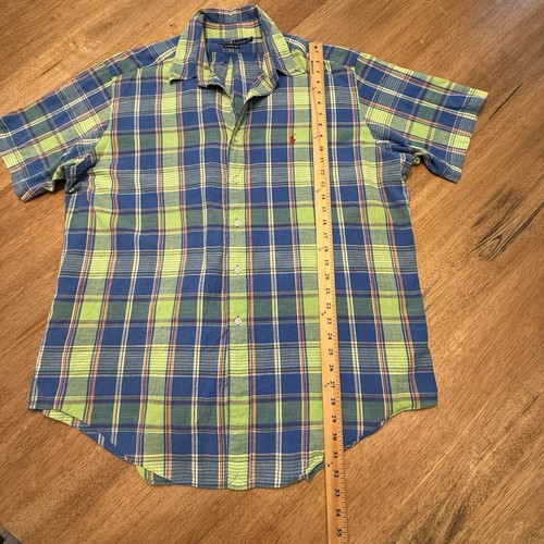 Herren Ralph Lauren Kurzarm kariert Knopfleiste XL grün blau - Bild 2 von 10