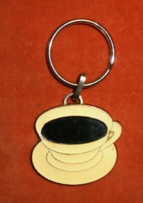 Superb Enameled Metal Coffee Cup and Saucer Keychain - Back: No. 815