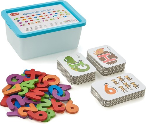 LiKee Alphabet Flash Cards Wooden Letter Puzzle ABC Sight Words Matching...