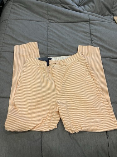 New Bobby Jones Golf Pants Mens 34x32 Peach Striped Flat Front