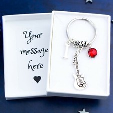 Guitar Keyring, Personalised Gift, Rock Music Keychain, Musician Accessories