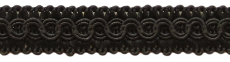 Scroll Gimp Braid Trim, Style# 0050SG, Color# K9 - Pure Black [Sold By The Yard]
