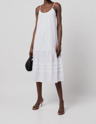 $346 Jonathan Simkhai Women's White U-Neck Lyra A-Line Dress Size M