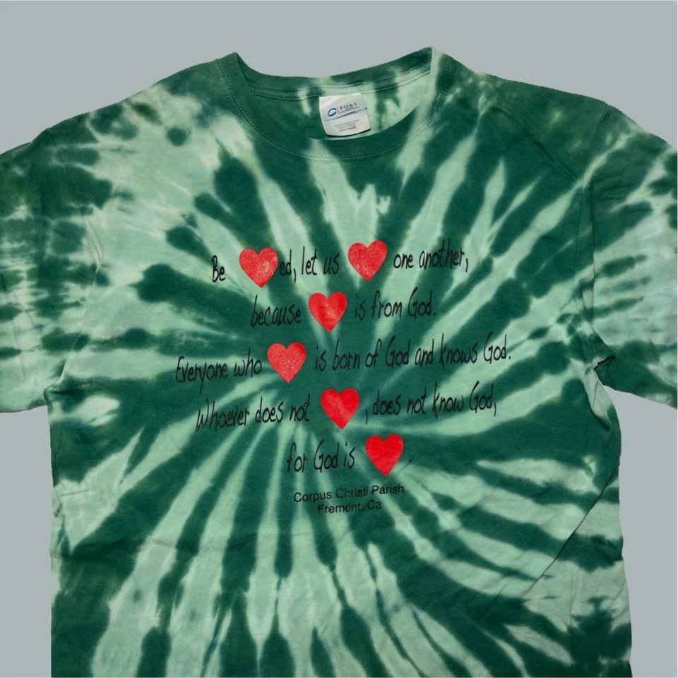 Camiseta Para Hombres Talla M Corazones Tie Dye Dios es Amor Camiseta Jesús Estilo Religioso Vintage Camiseta Foto 2 de 4