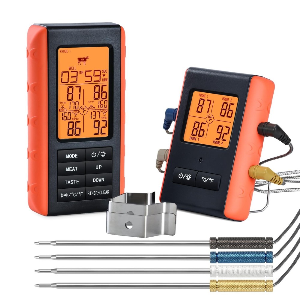 Wireless Meat Thermometer for Grilling and Smoking, Food Thermometer for BBQ ...