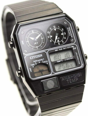 Citizen ANA-DIGI TEMP Black JG2105-93E Analog Digital Brand New