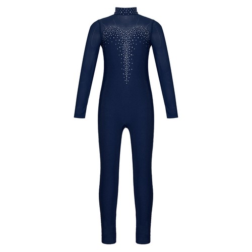 Girls Long Sleeve Full Body Unitard Gymnastics Jumpsuit One Piece Dance Catsuit - Picture 40 of 58
