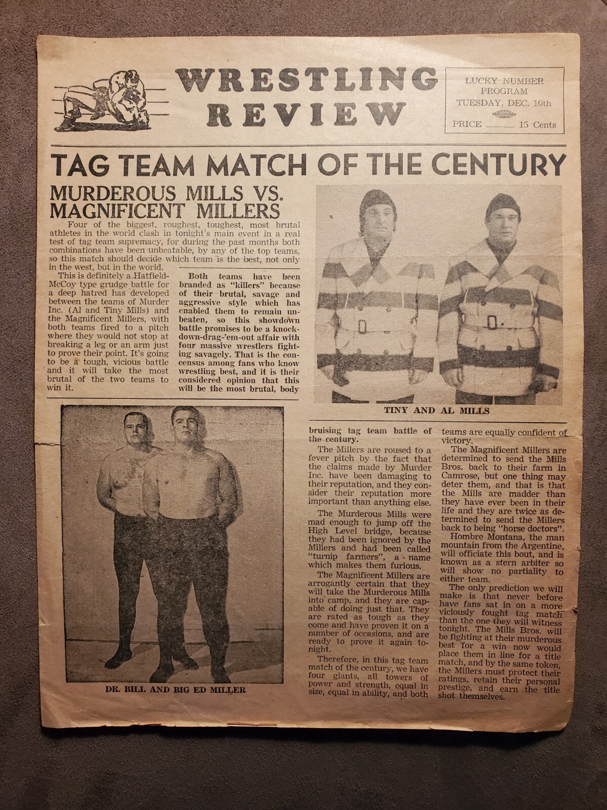 Wrestling Review Program Edmonton Dec 10, 1957 Stampede NWA Big Time eBay