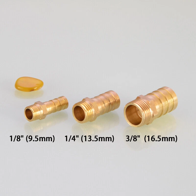 4mm-19mm Brass Male Thread x Hose Barb Tail Adapter Connector BSP 1/8" 1/4" 3/8" - Image 2 of 4