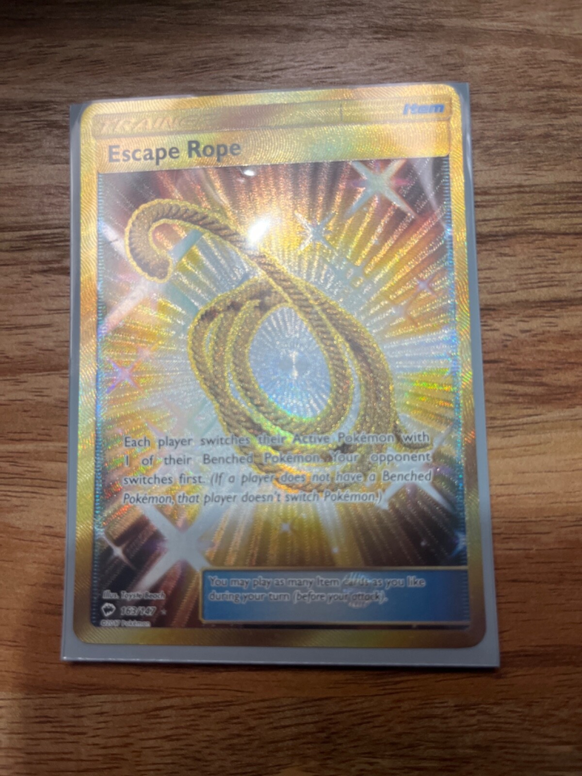 Escape Rope #163 Burning Shadows Gold Secret Rare Holo Pokemon 2017 NM