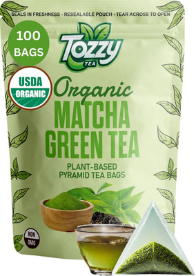 Organic Matcha Green Tea - 100 Count (Plant-Based Pyramid Tea Bags) | Ceremonial