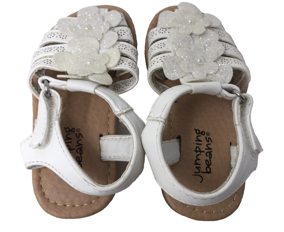 Sandalias blancas Jumping Beans para niñas pequeñas deslumbrantes talla: 10 137G Foto 4 de 4
