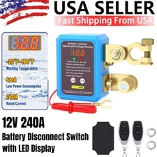 12V 240A Car Remote Battery Disconnect Kill Off Switch with Led Voltage Display