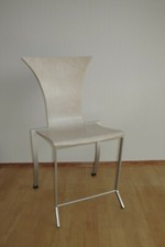 KFF Stuhl Design Vintage weiss lasiert Buche Multiplex Sitzfläche gebogen Stahl