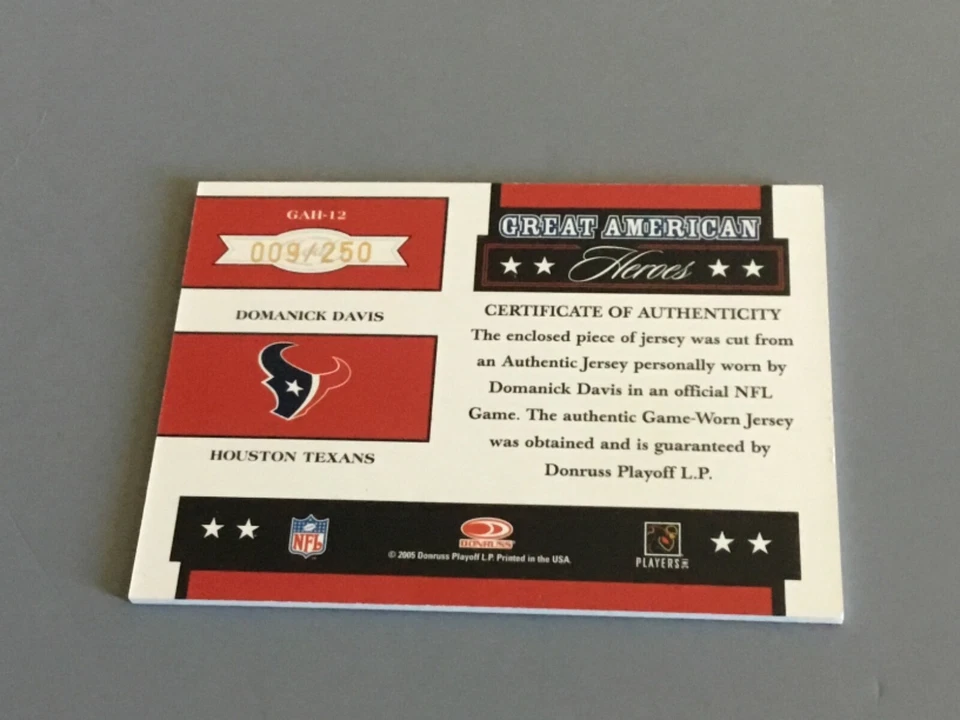 Rookies and Stars Great American Heroes DONRUSS 05 #GAH6 Domanick Davis/250 Foto 2 de 2