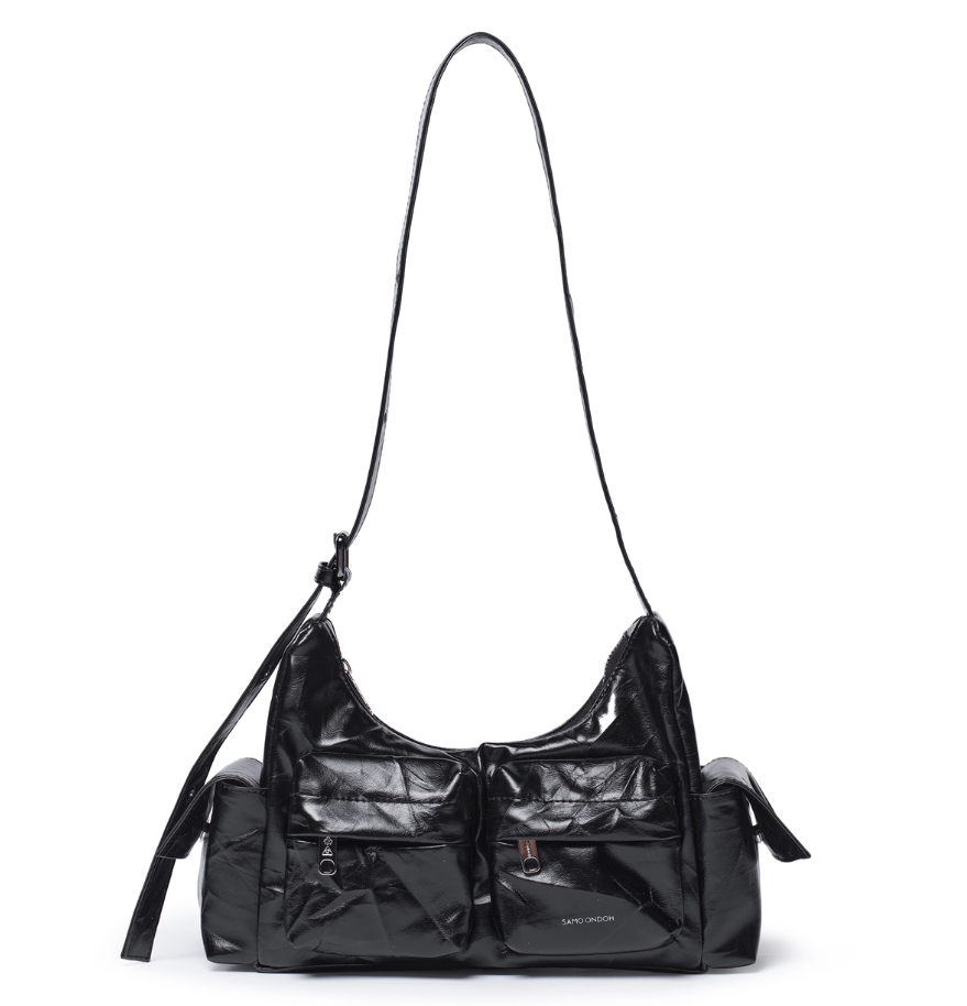 【SAMO ONDOH】★韓国人気★ pocket mug bag - glossy black SAMO ONDOH Pocket Mug Bag M Origami Black Shoulder Crossbody